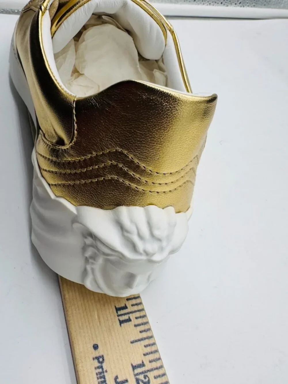 Versace Gold Laminated Nappa Medusa Sneakers Low Top Size 39 – Made in Italy NIB
